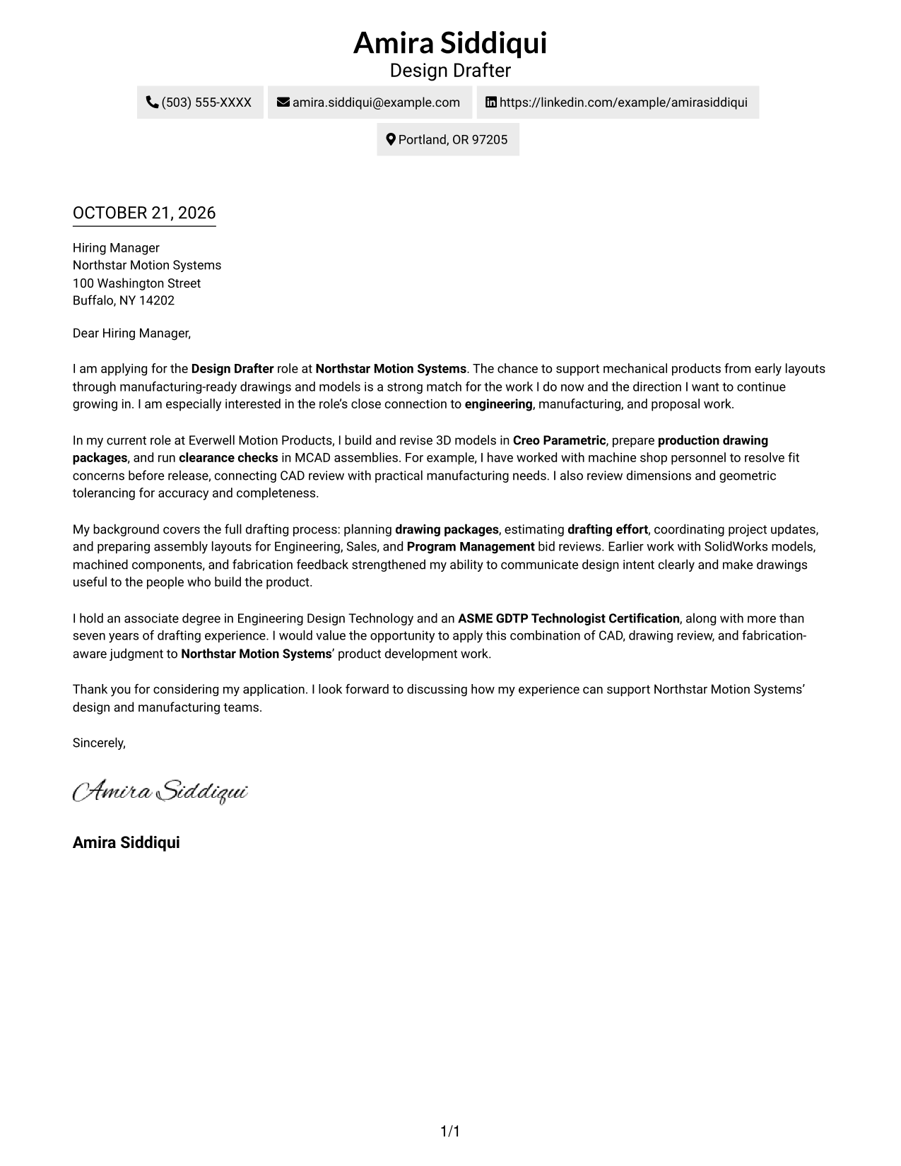 Cover letter example — page 1