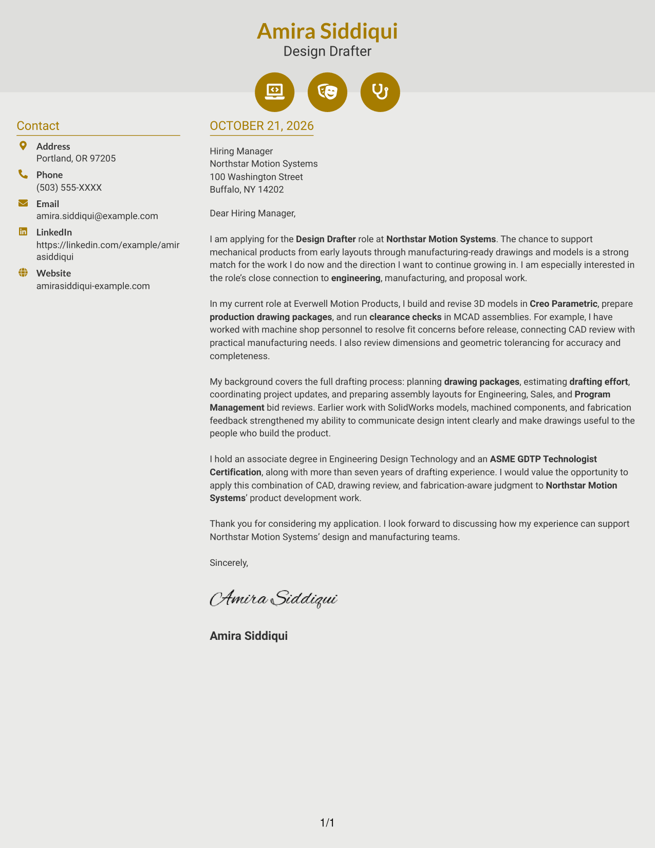 Cover letter example — page 1