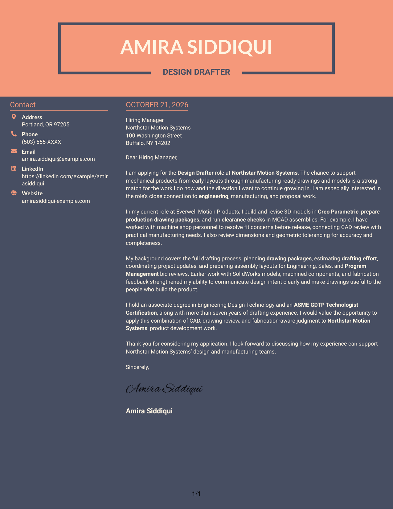 Cover letter example — page 1