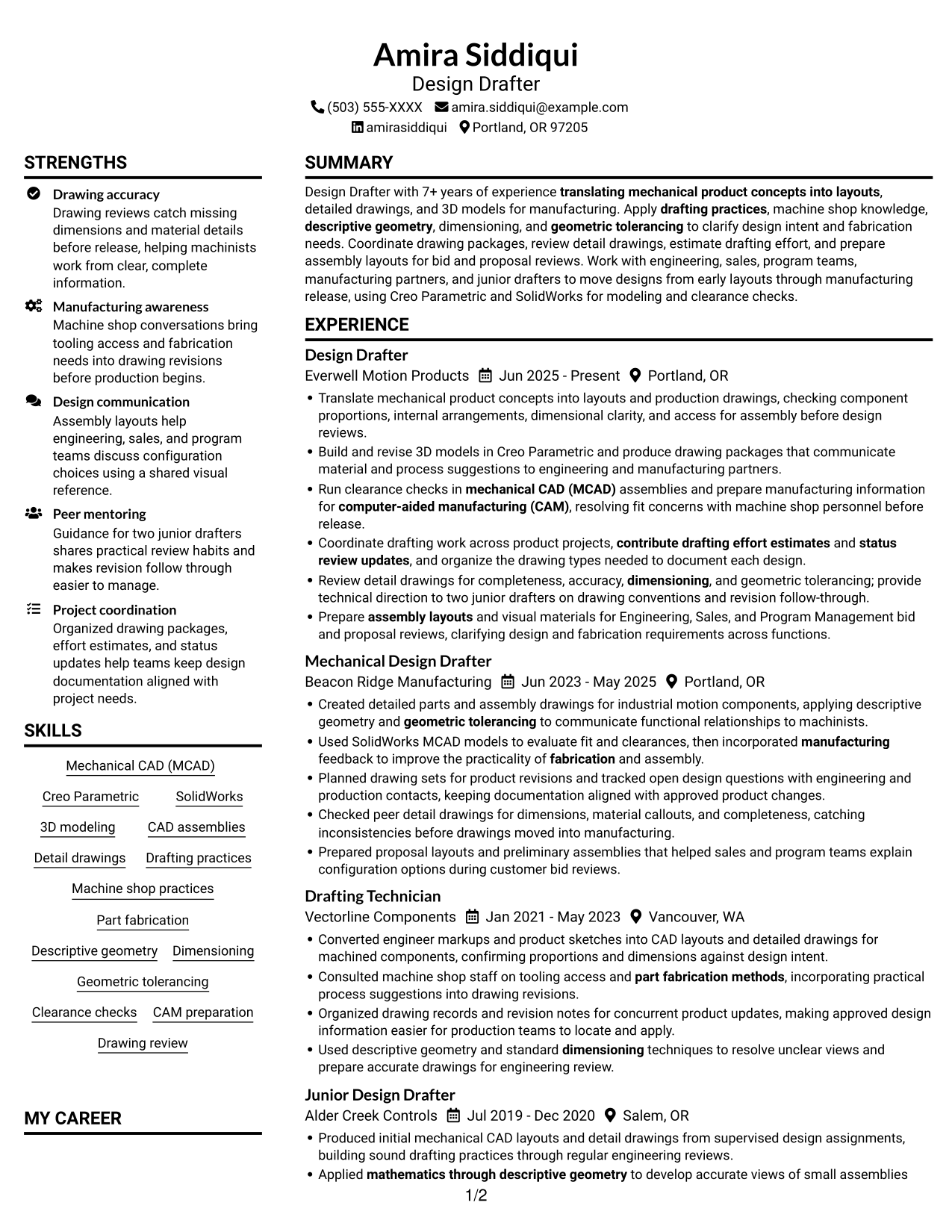 Resume example — page 1