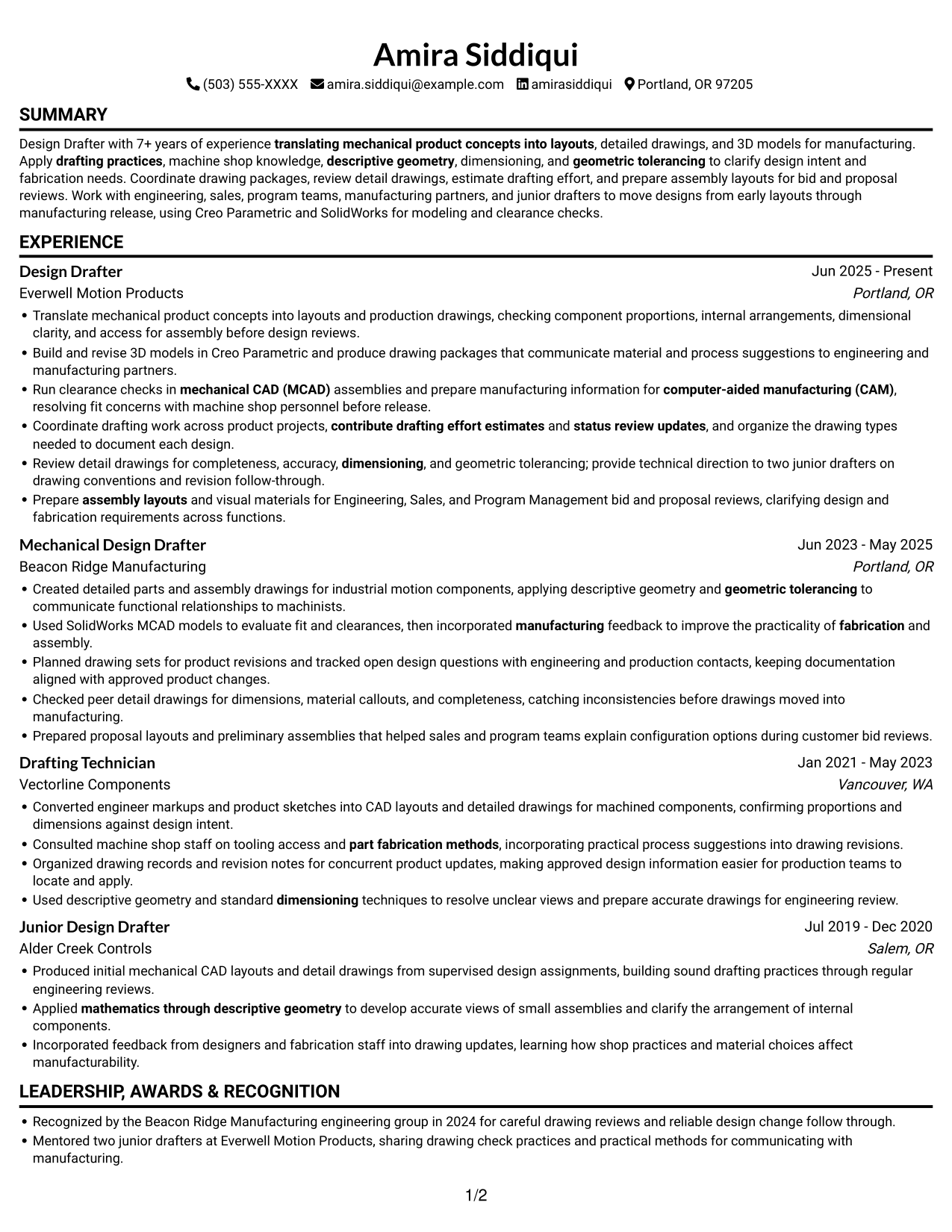 Resume example — page 1