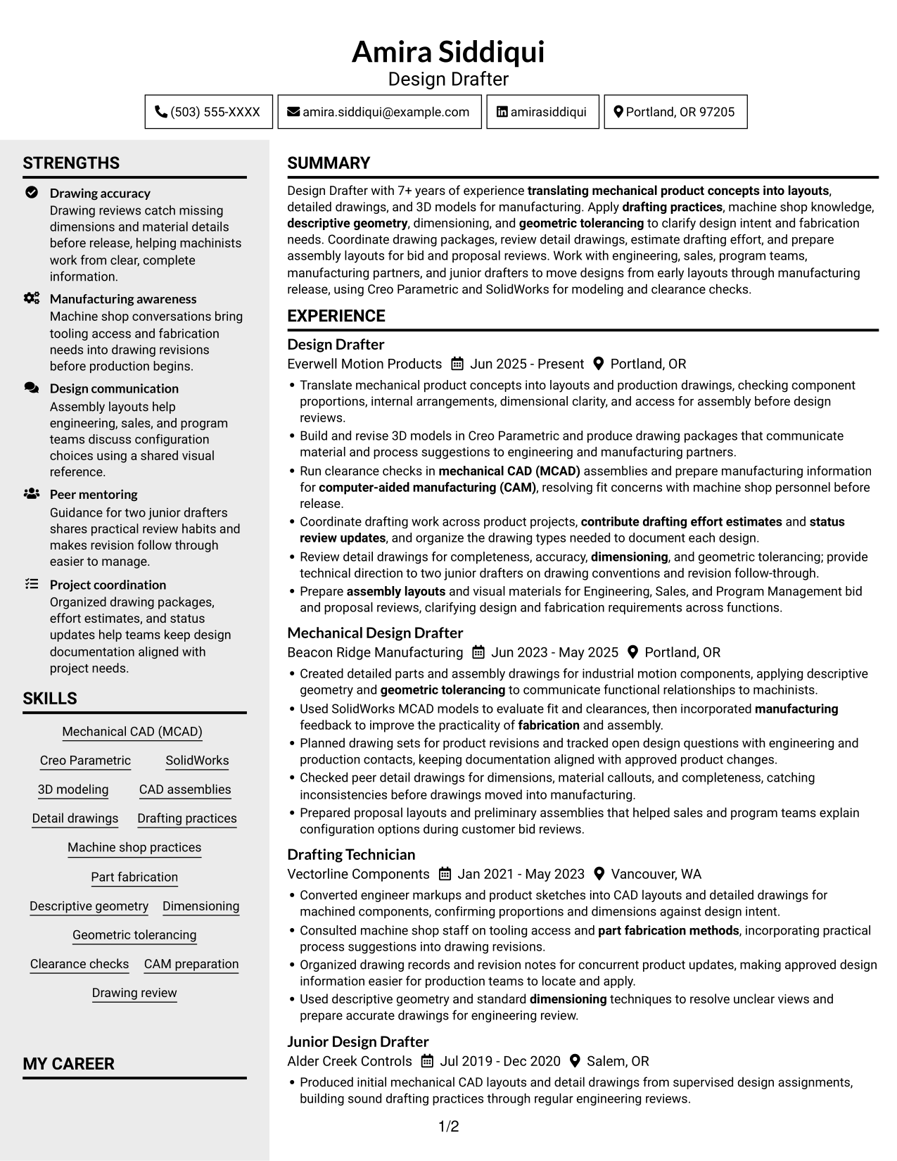 Resume example — page 1