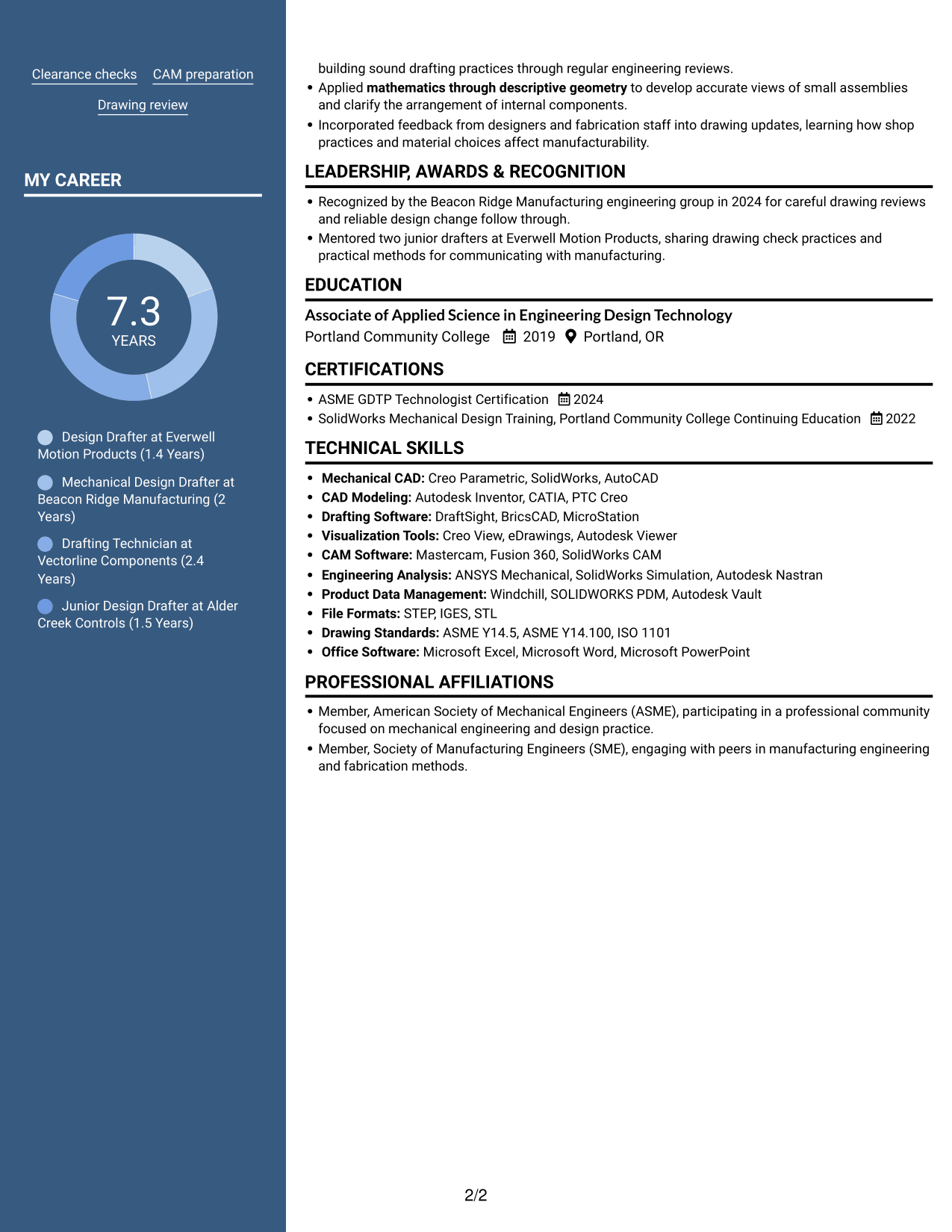Resume example — page 2