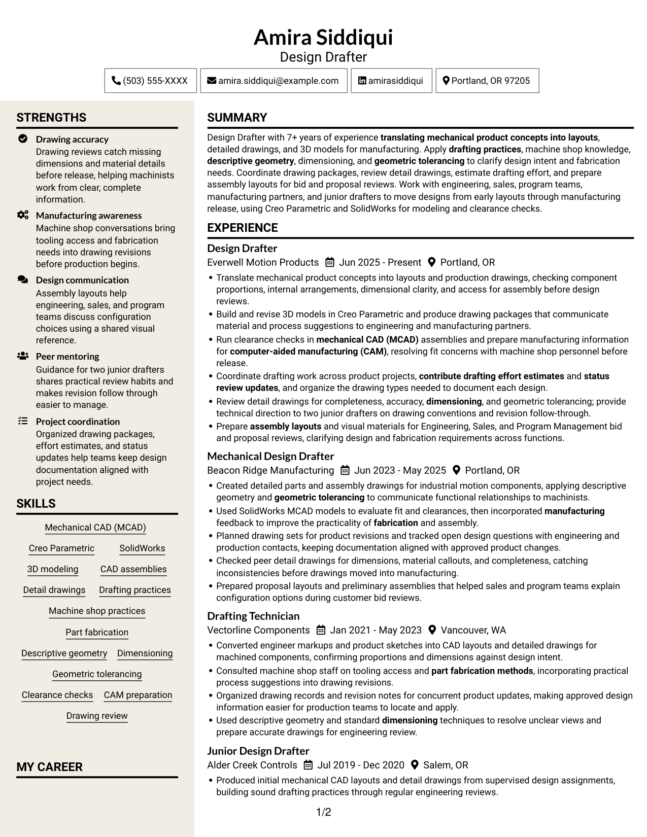 Resume example — page 1