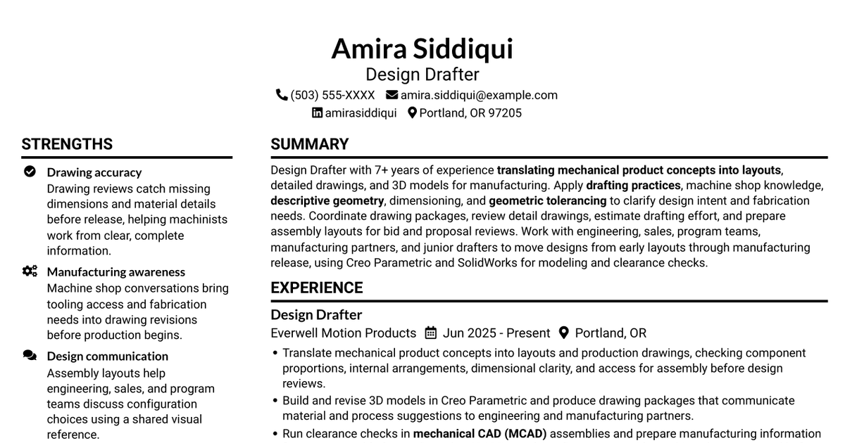 7 Design Drafter - Mechanical CAD Resume Templates with Example