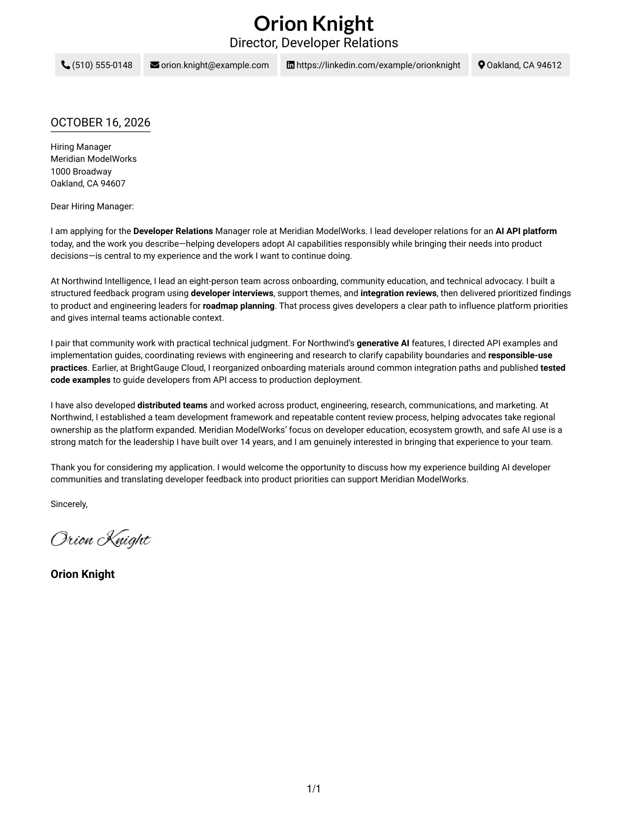 Cover letter example — page 1