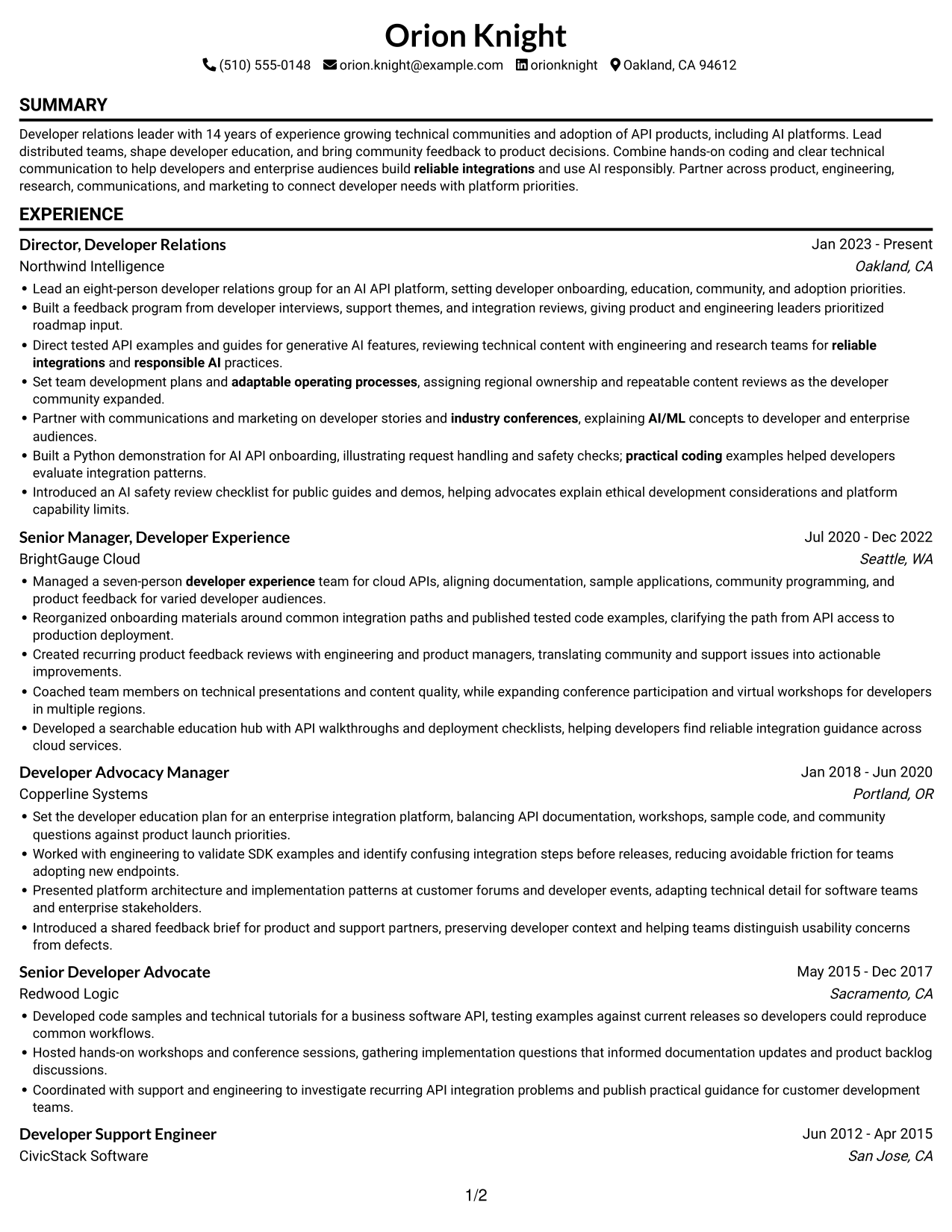 Resume example — page 1