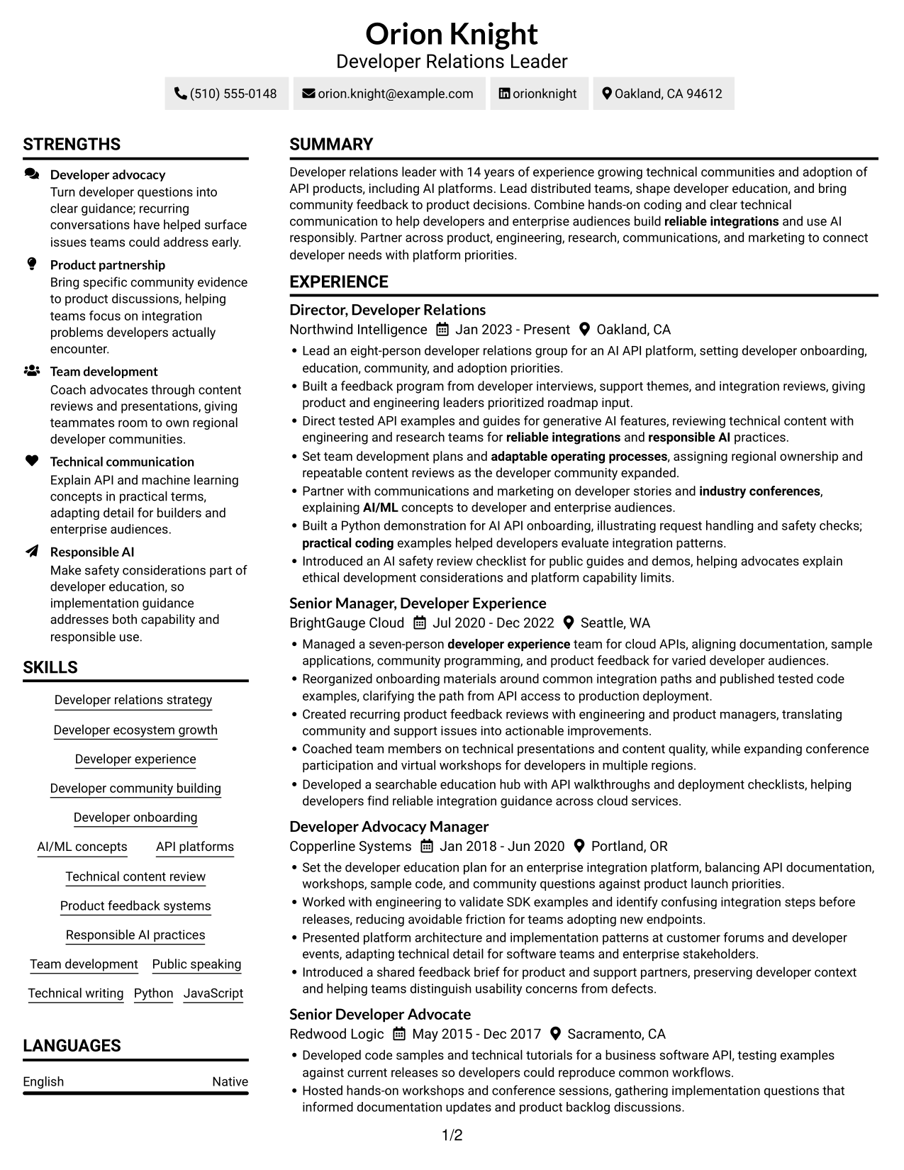 Resume example — page 1