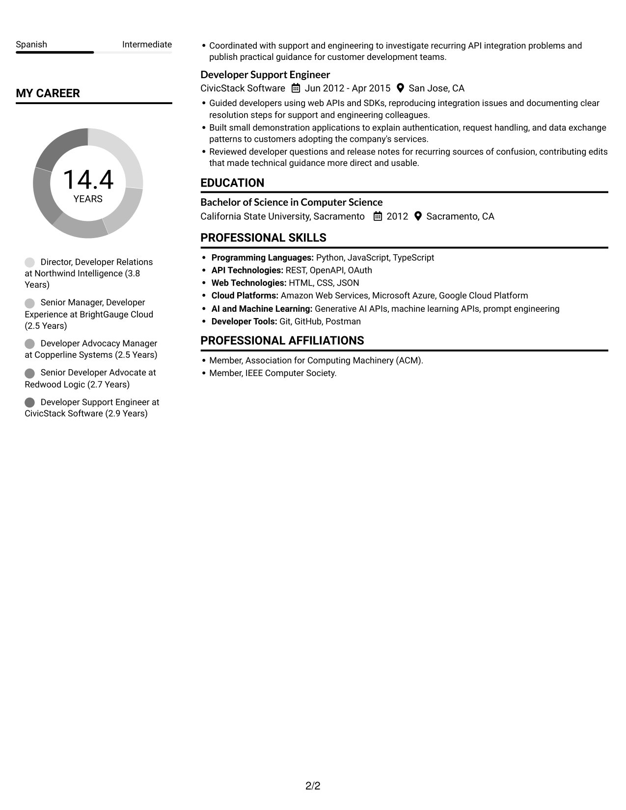 Resume example — page 2