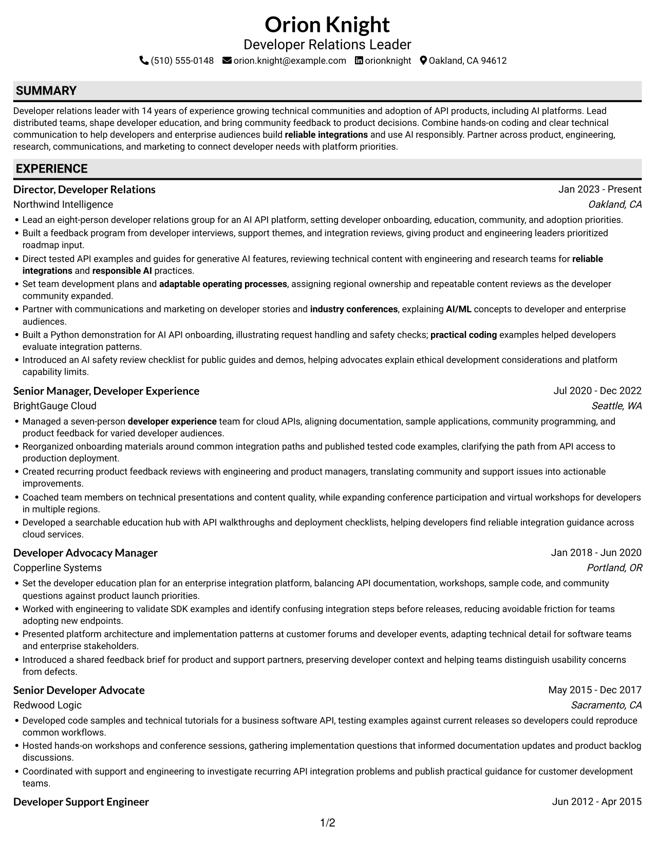 Resume example — page 1