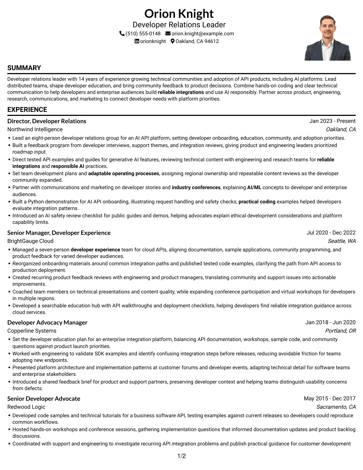 Resume example — page 1