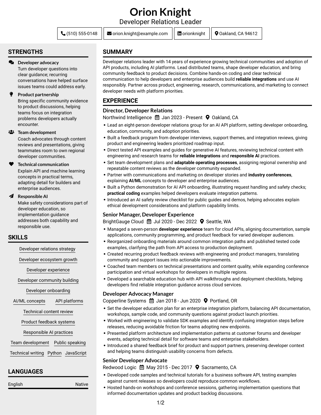 Resume example — page 1