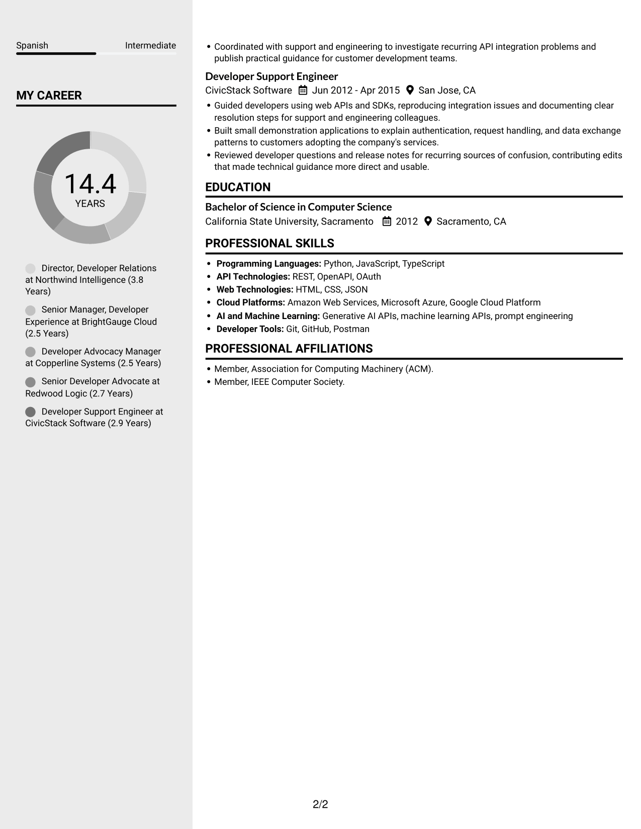 Resume example — page 2