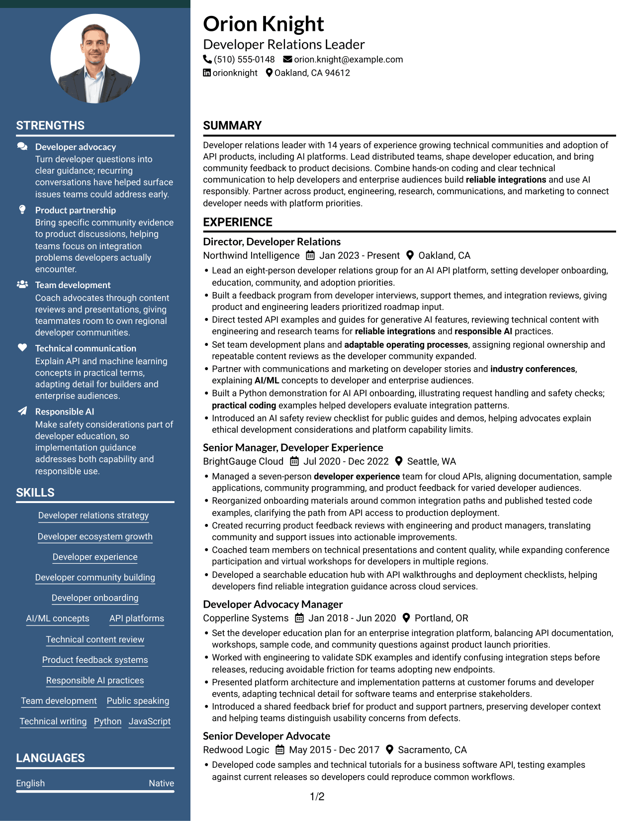 Resume example — page 1