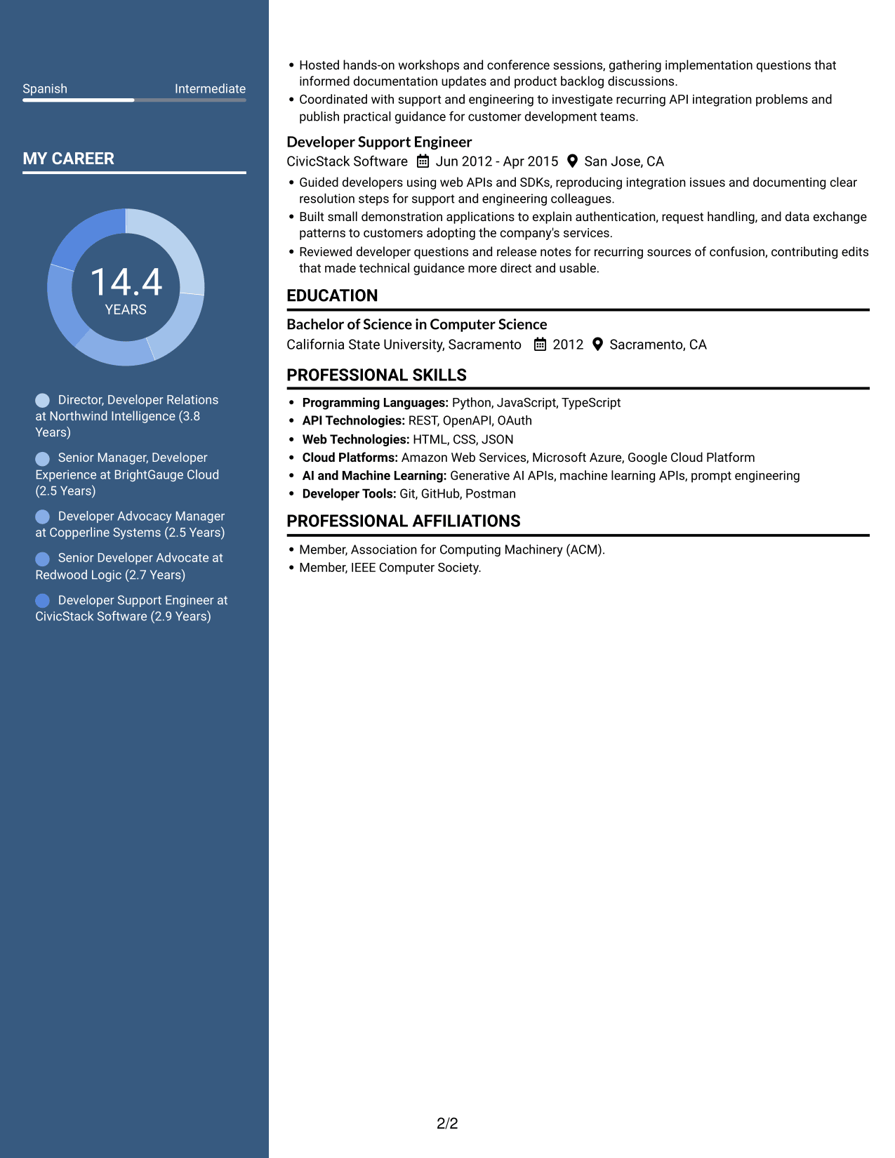 Resume example — page 2