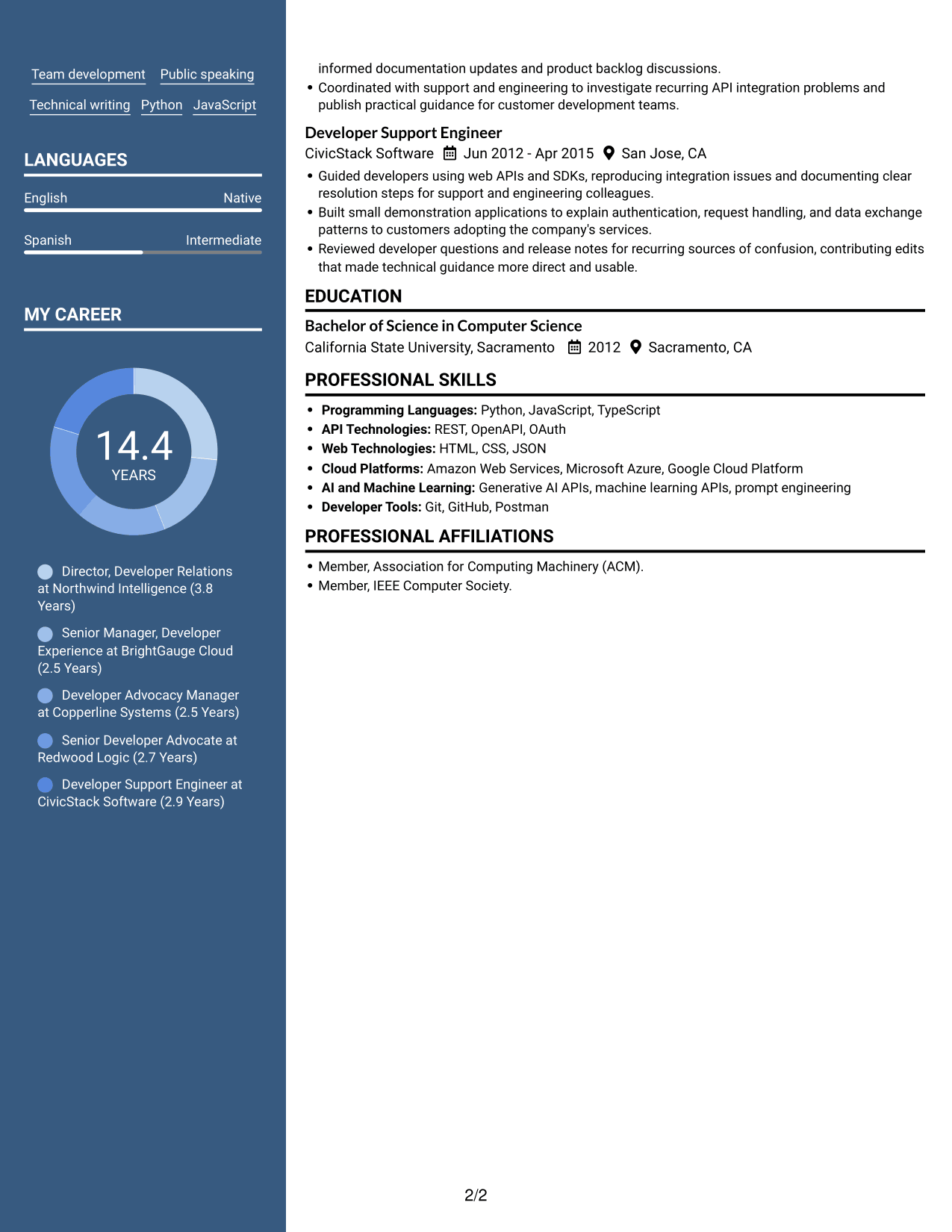 Resume example — page 2