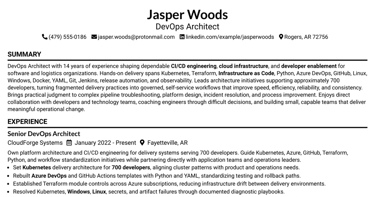 33 DevOps Architect Resume Templates with Example 2026 (ATS-Optimized)