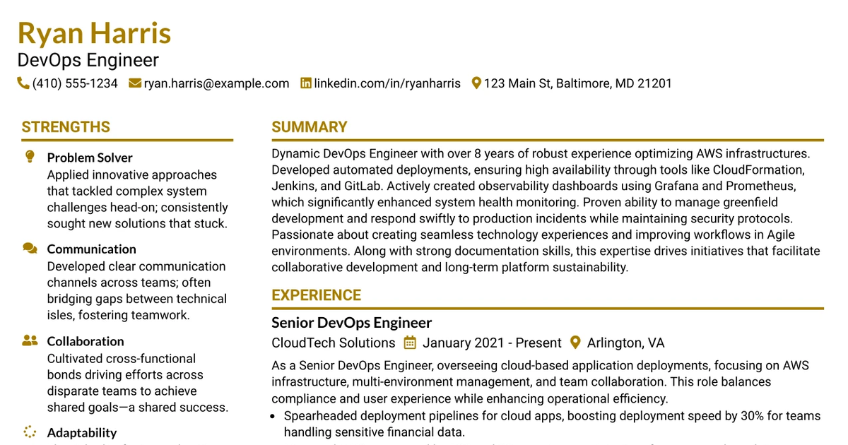 33 DevOps Engineer – Graph Platform Resume Templates with Example 2026 (ATS-Optimized)