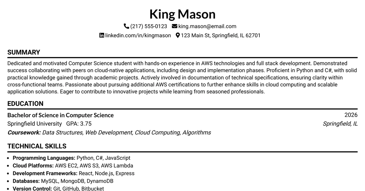 33 DevOps Intern Resume Templates with Example 2026 (ATS-Optimized)