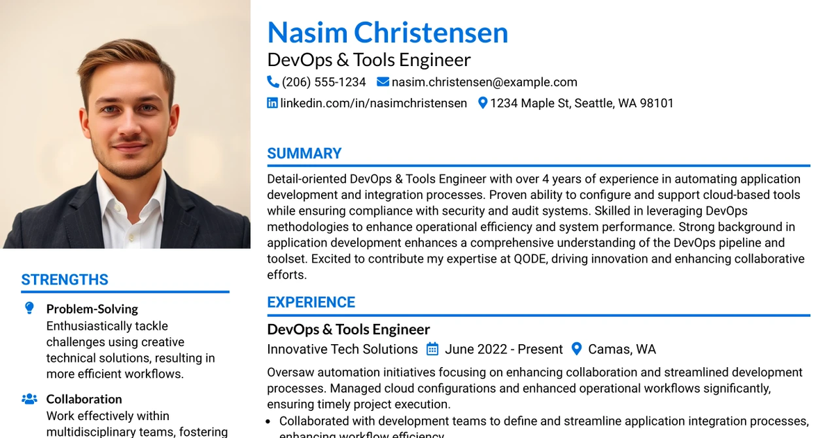 33 DevOps & Tools Engineer Resume Templates with Example 2026 (ATS-Optimized)