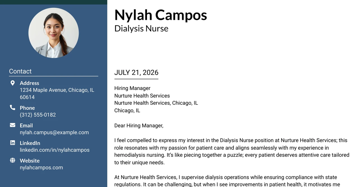 30+ Dialysis Nurse Cover Letter Templates with Example 2026