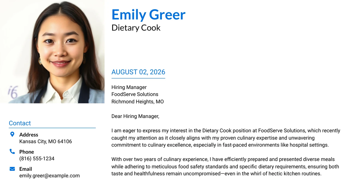 30+ Dietary Cook Cover Letter Templates with Example 2026