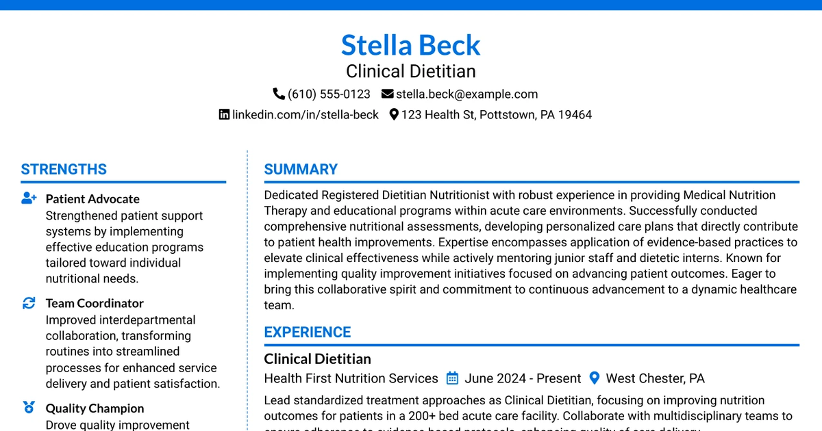 33 DIETITIAN Resume Templates with Example 2026 (ATS-Optimized)