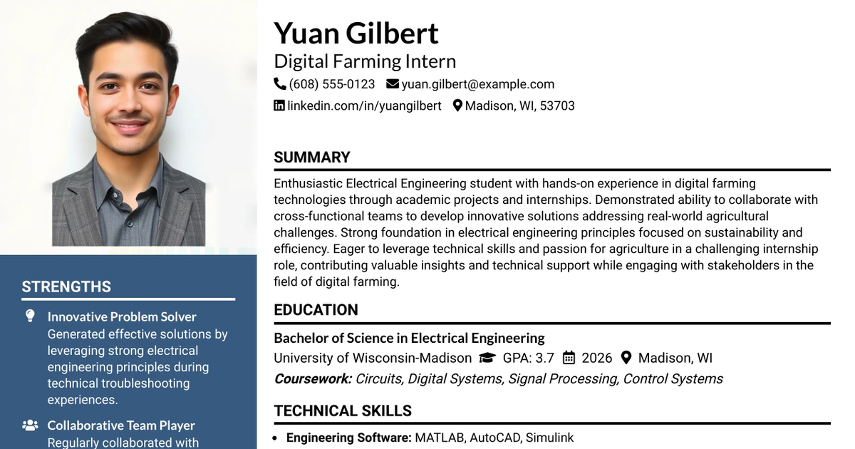 33 Digital Farming Intern Resume Templates with Example 2026 (ATS-Optimized)