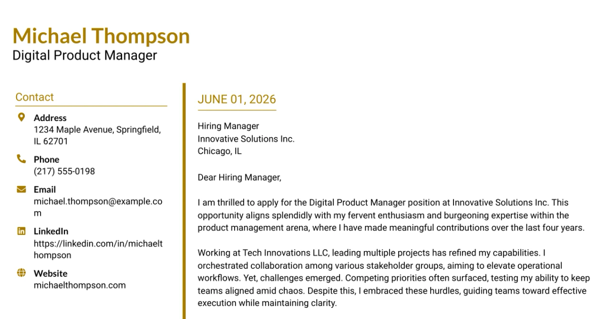 30+ Digital Product Manager Cover Letter Templates with Example 2026