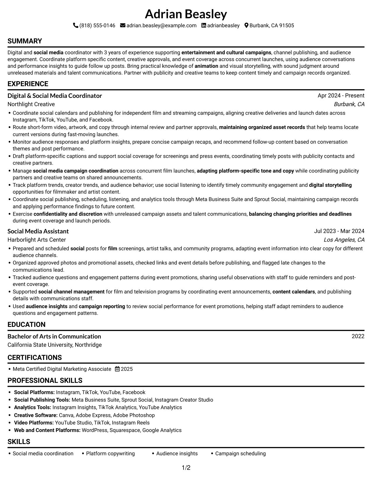 Resume example — page 1