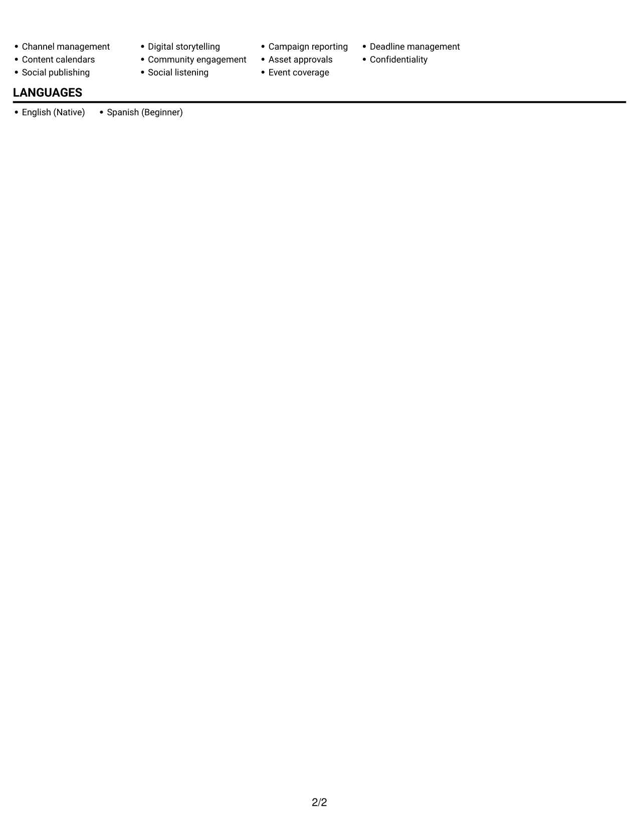 Resume example — page 2