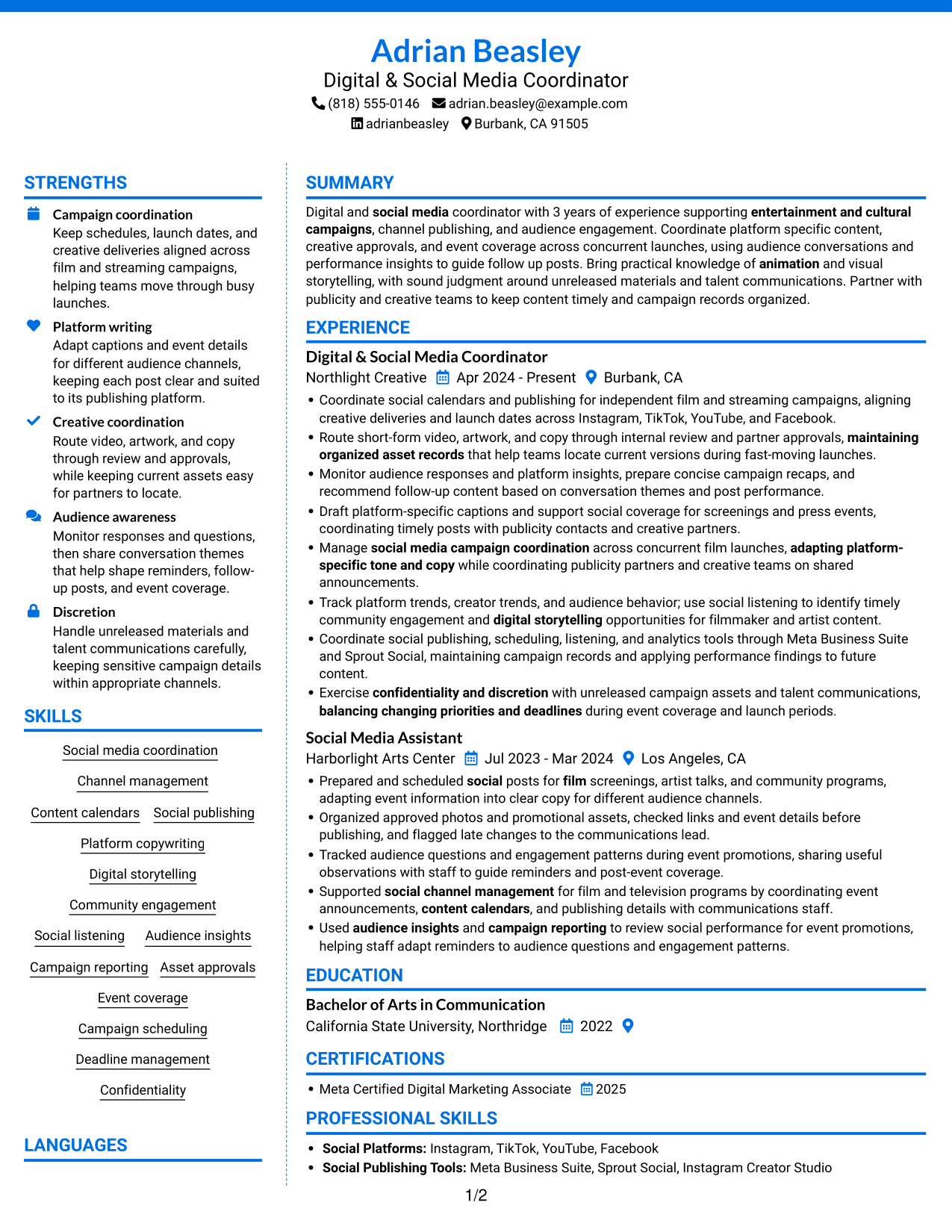 Resume example — page 1