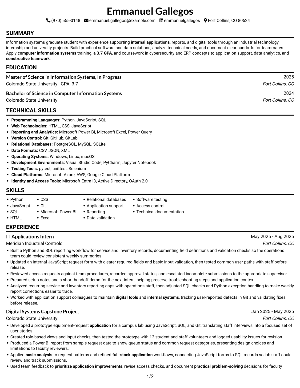Resume example — page 1
