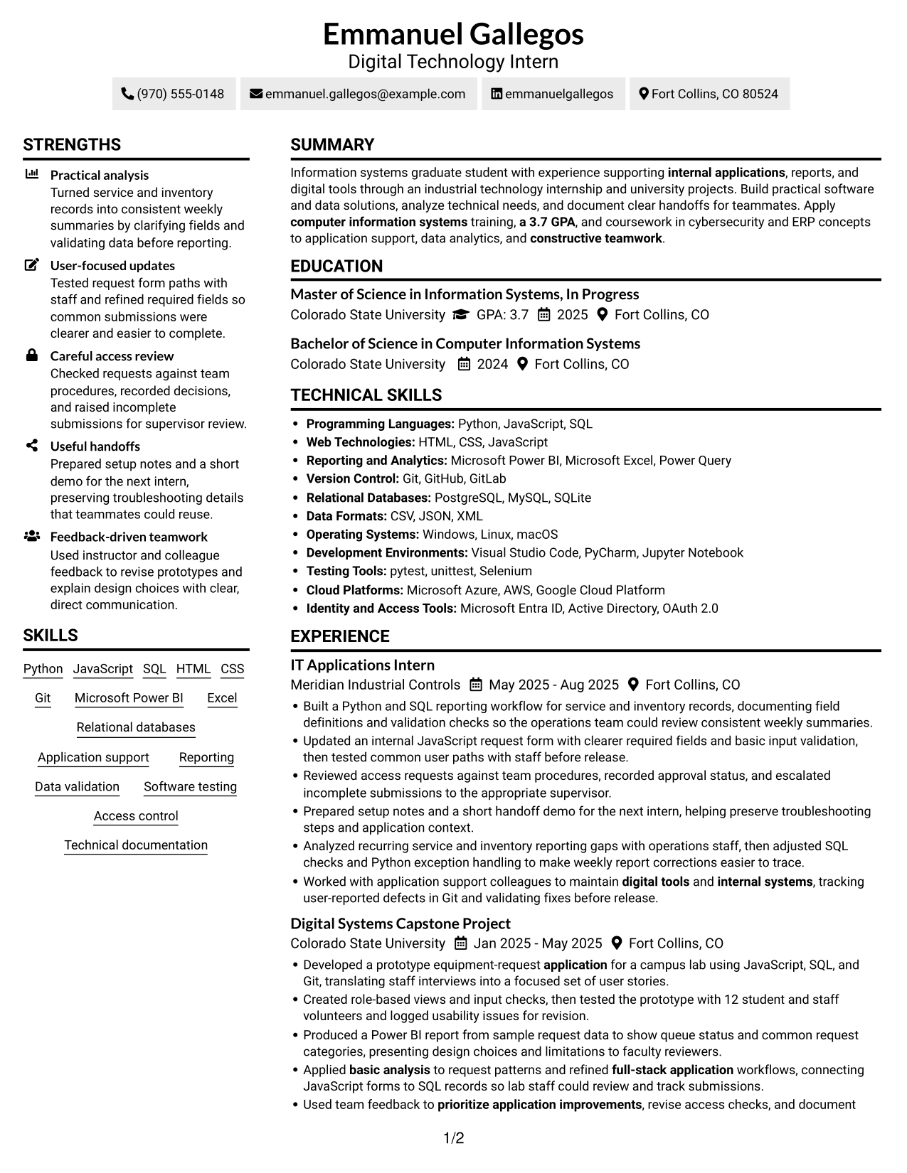 Resume example — page 1