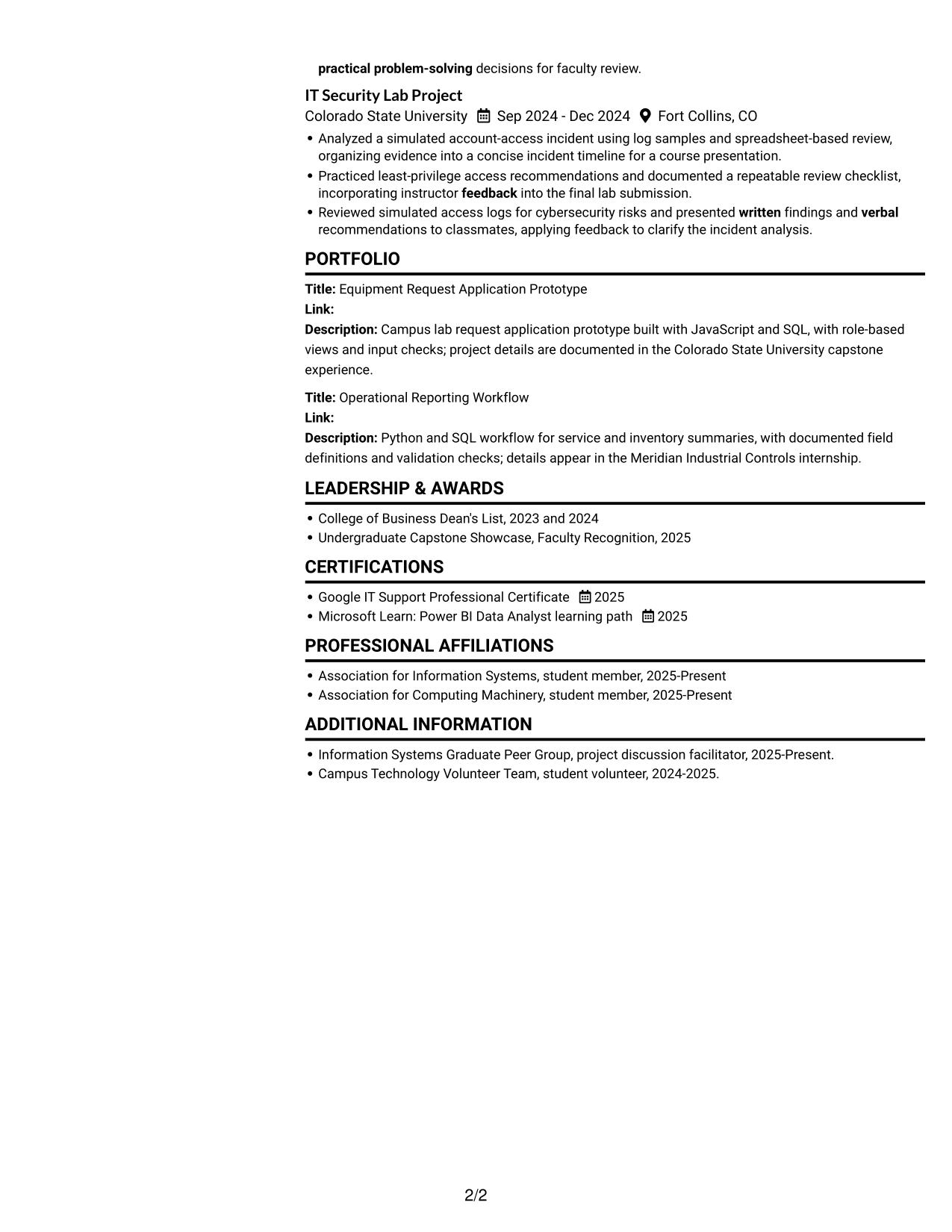 Resume example — page 2