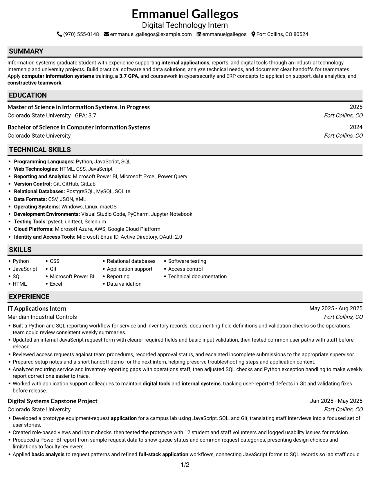 Resume example — page 1