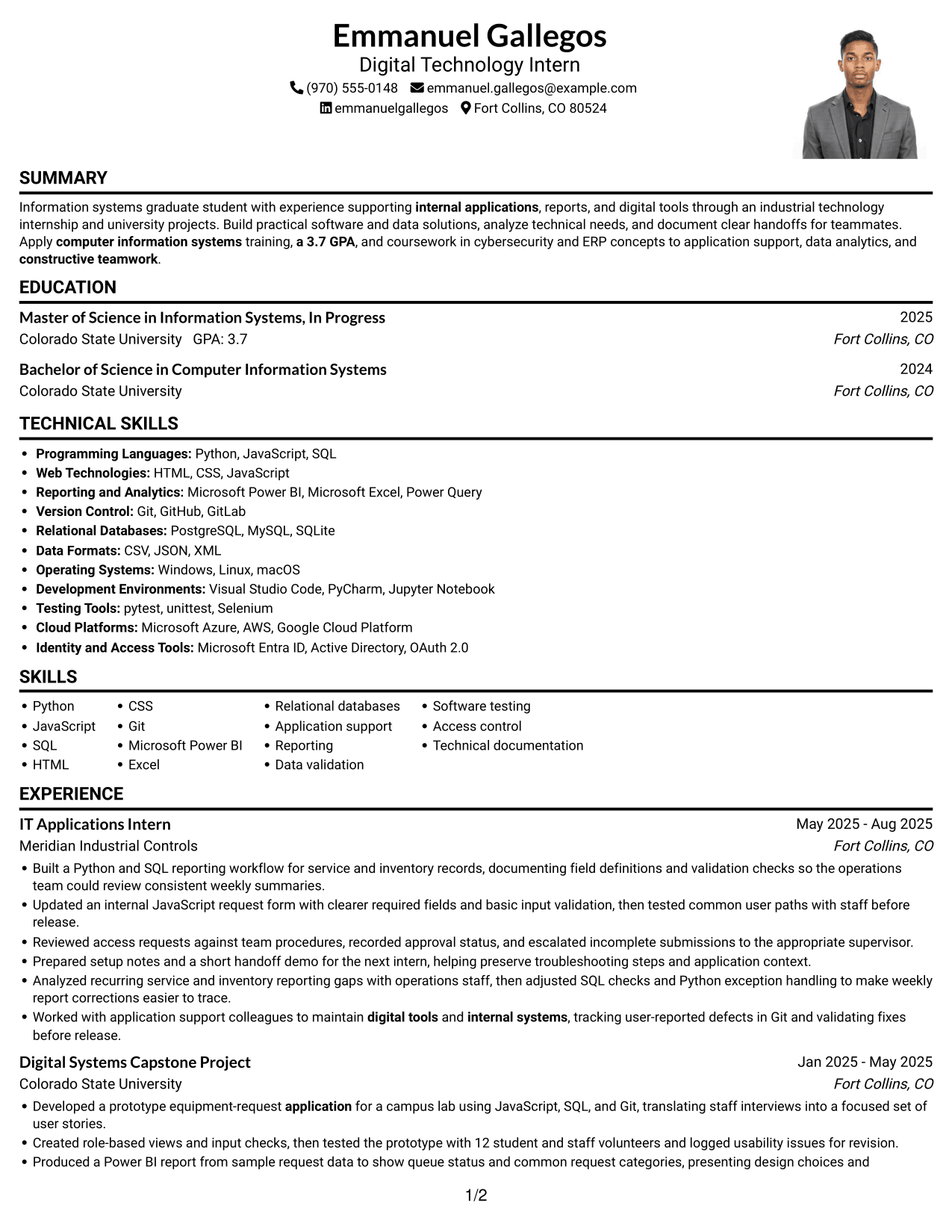 Resume example — page 1