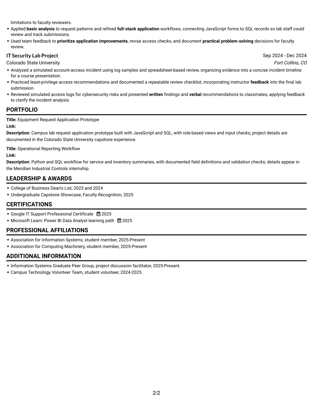 Resume example — page 2