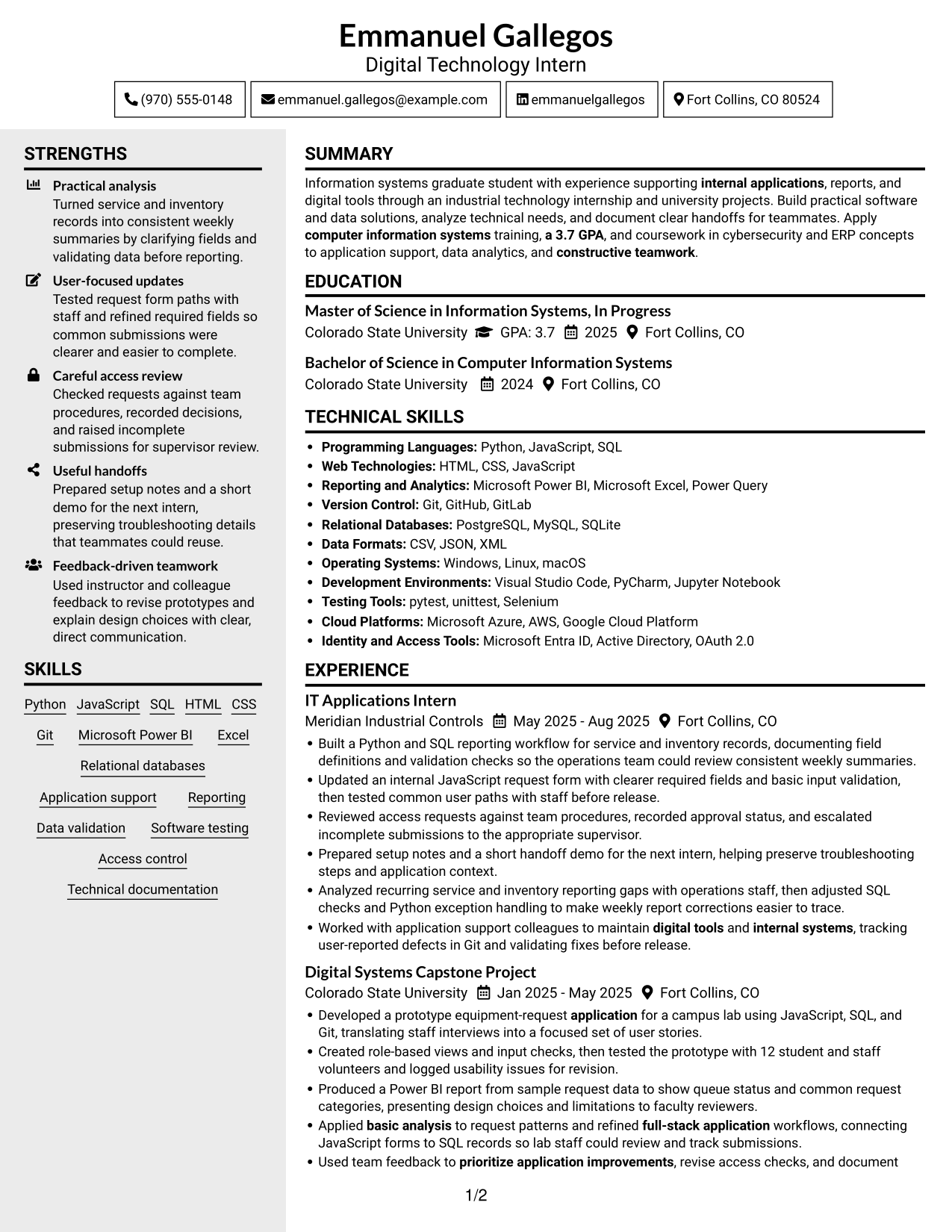 Resume example — page 1
