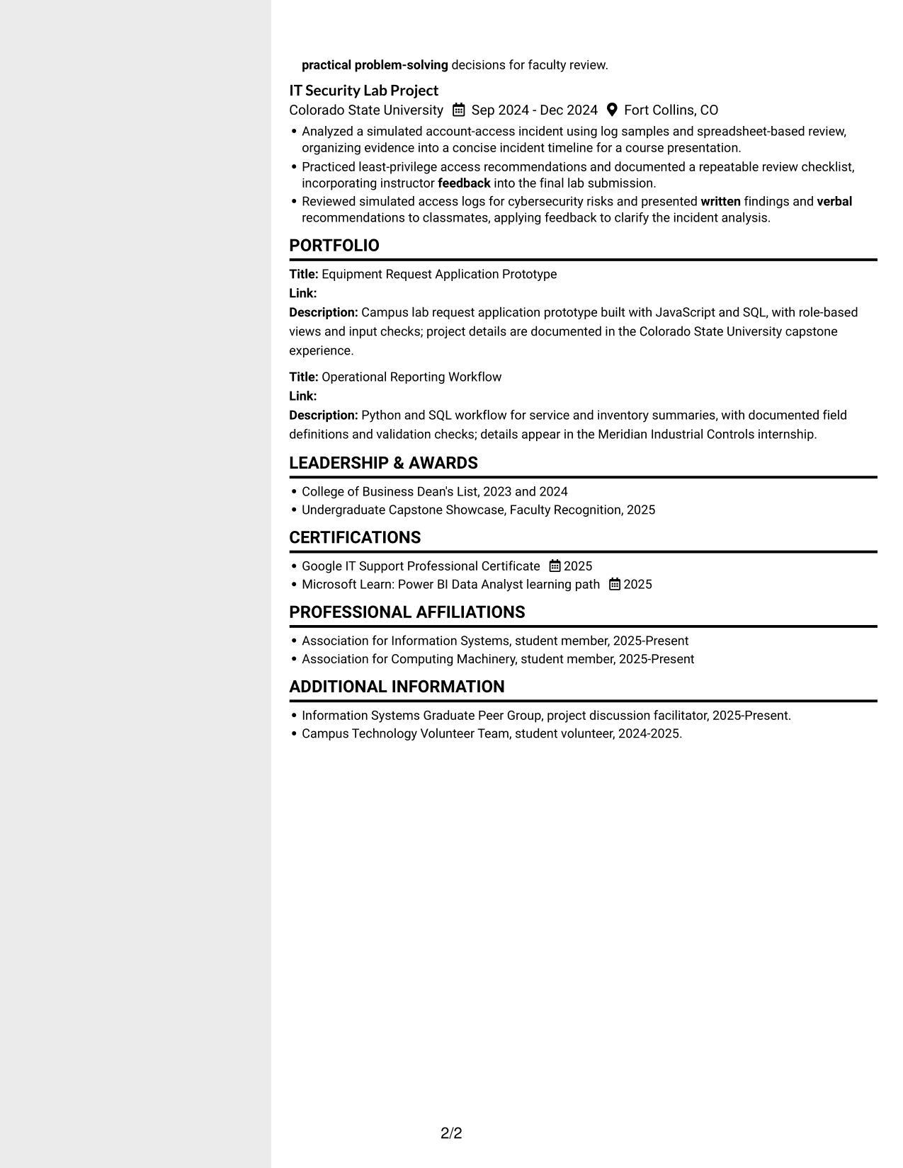 Resume example — page 2