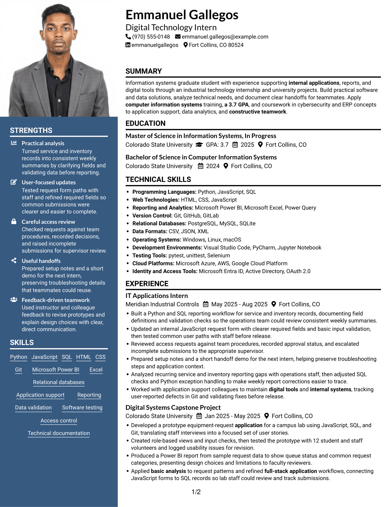 Resume example — page 1