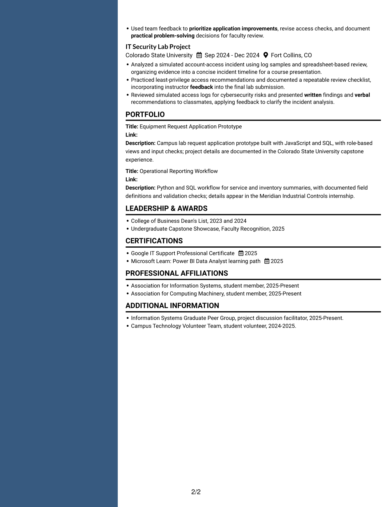 Resume example — page 2