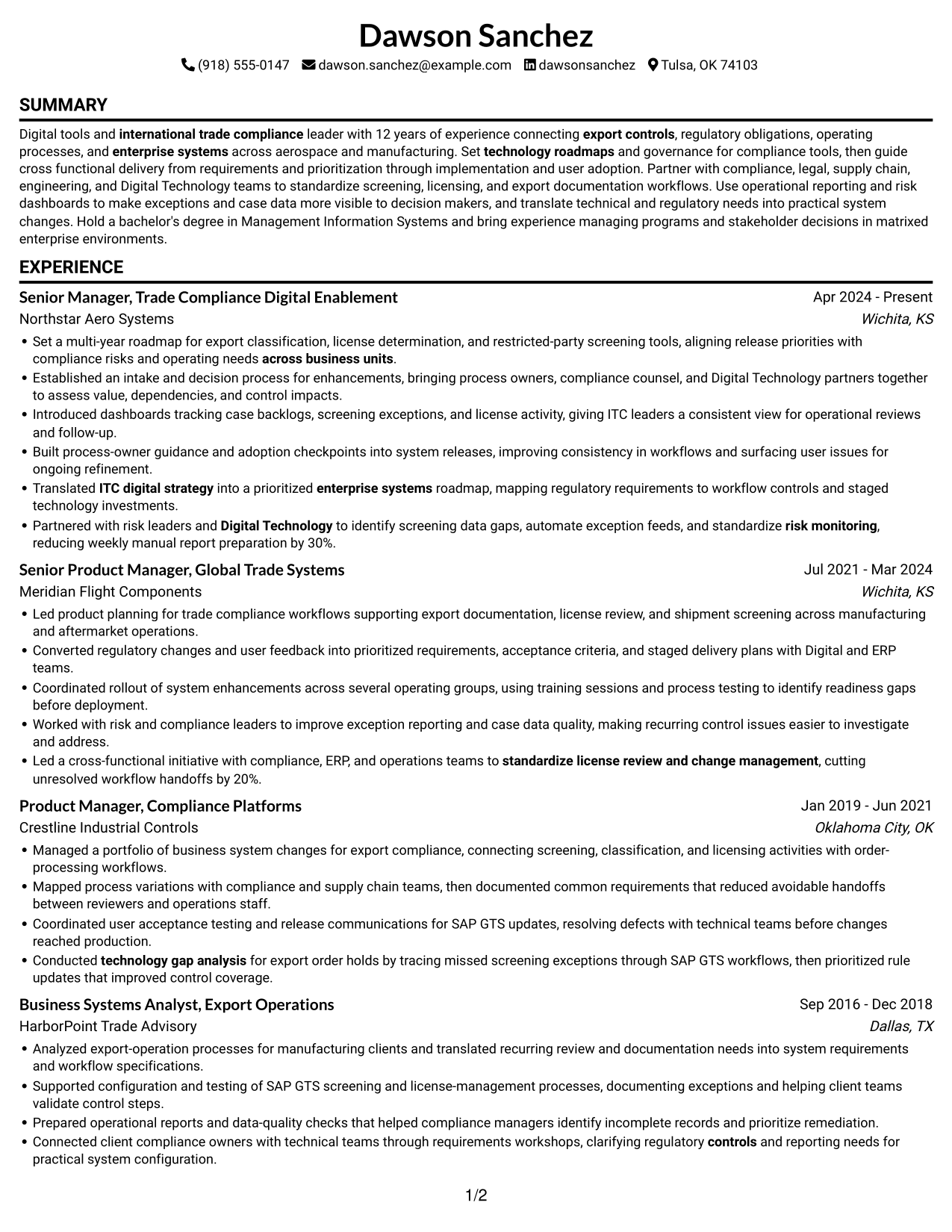 Resume example — page 1