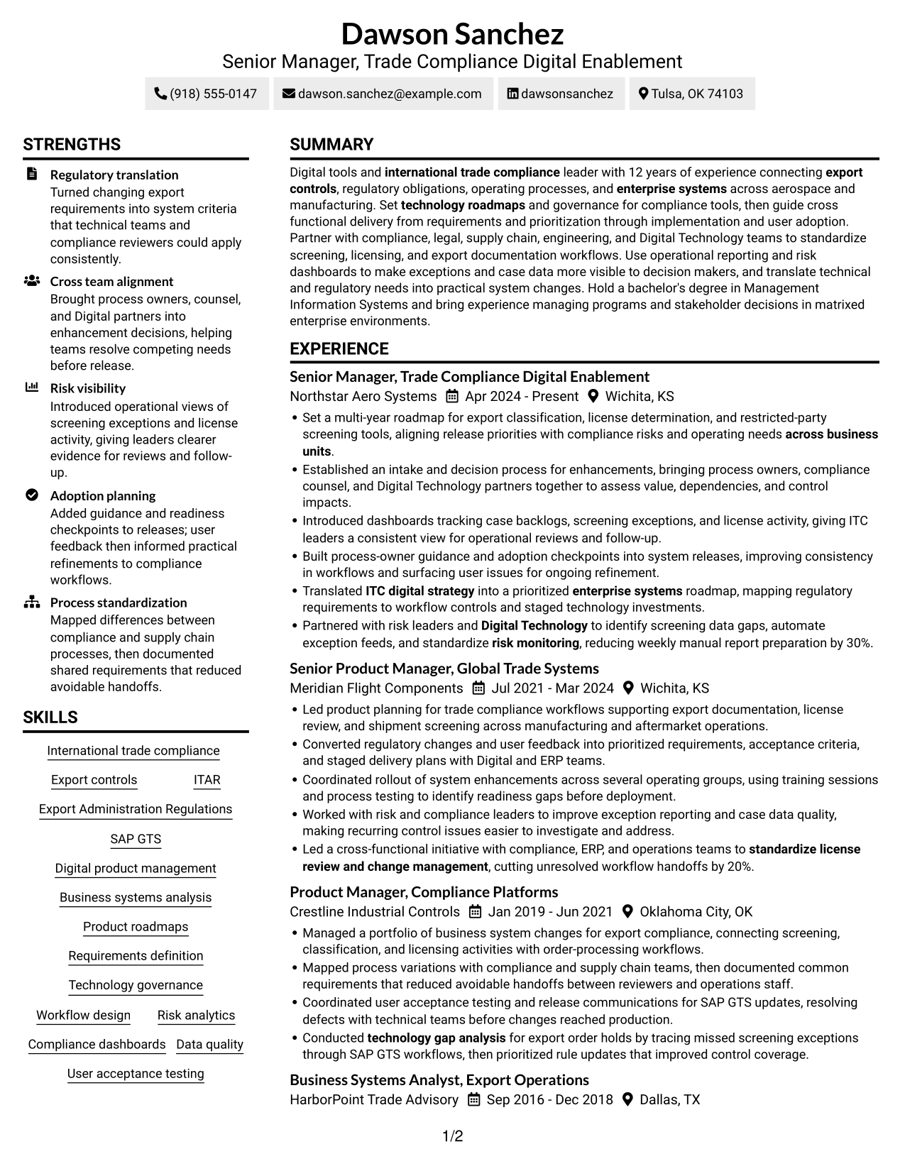 Resume example — page 1