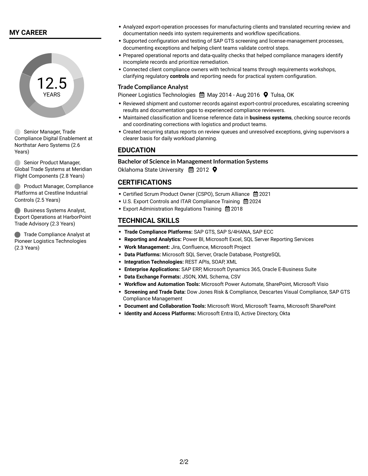 Resume example — page 2