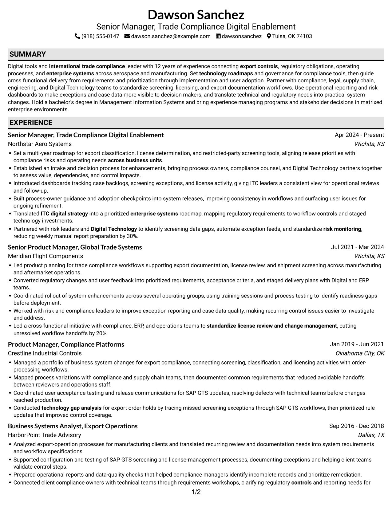Resume example — page 1