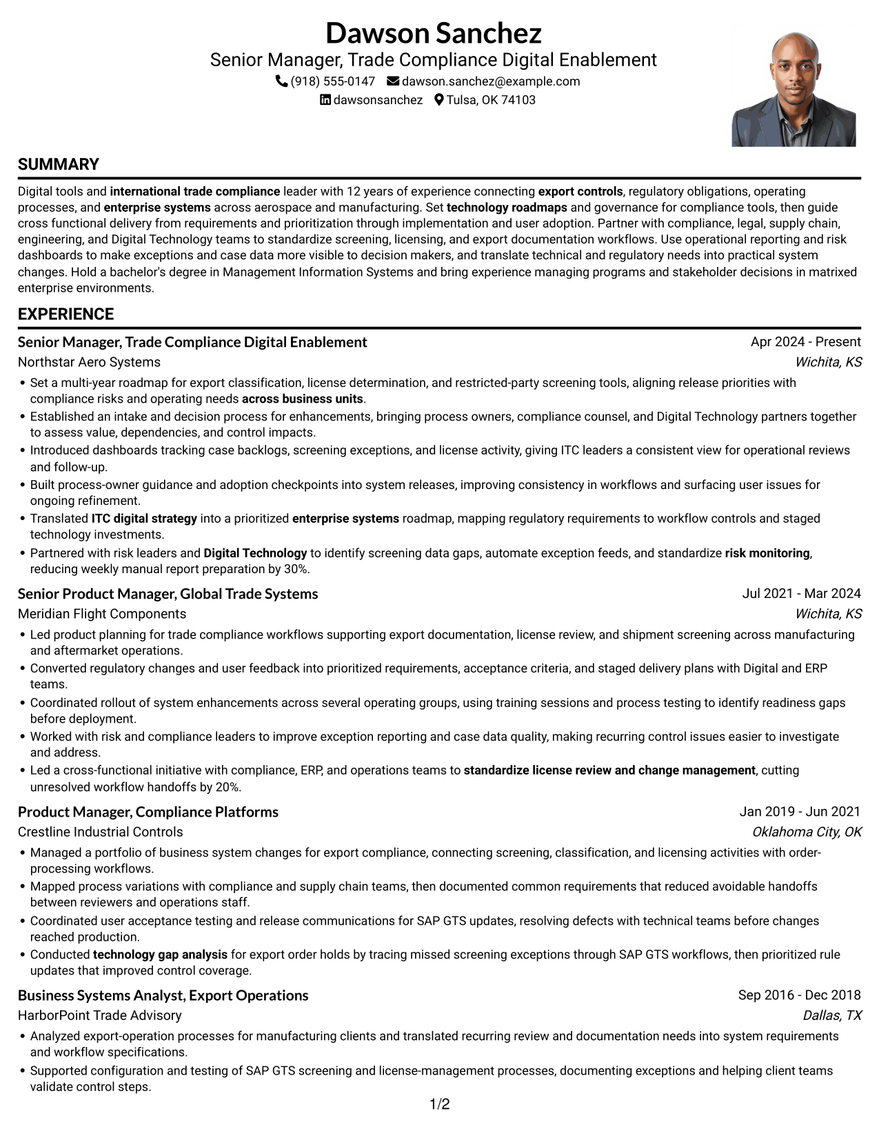 Resume example — page 1