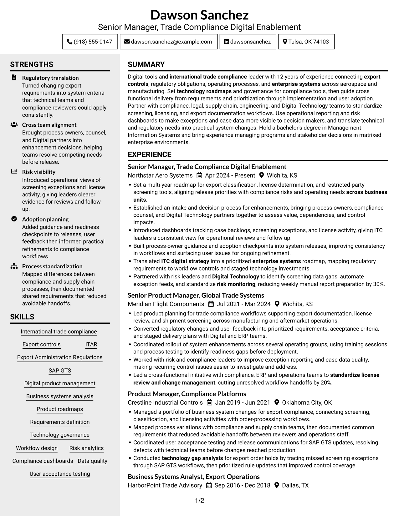 Resume example — page 1
