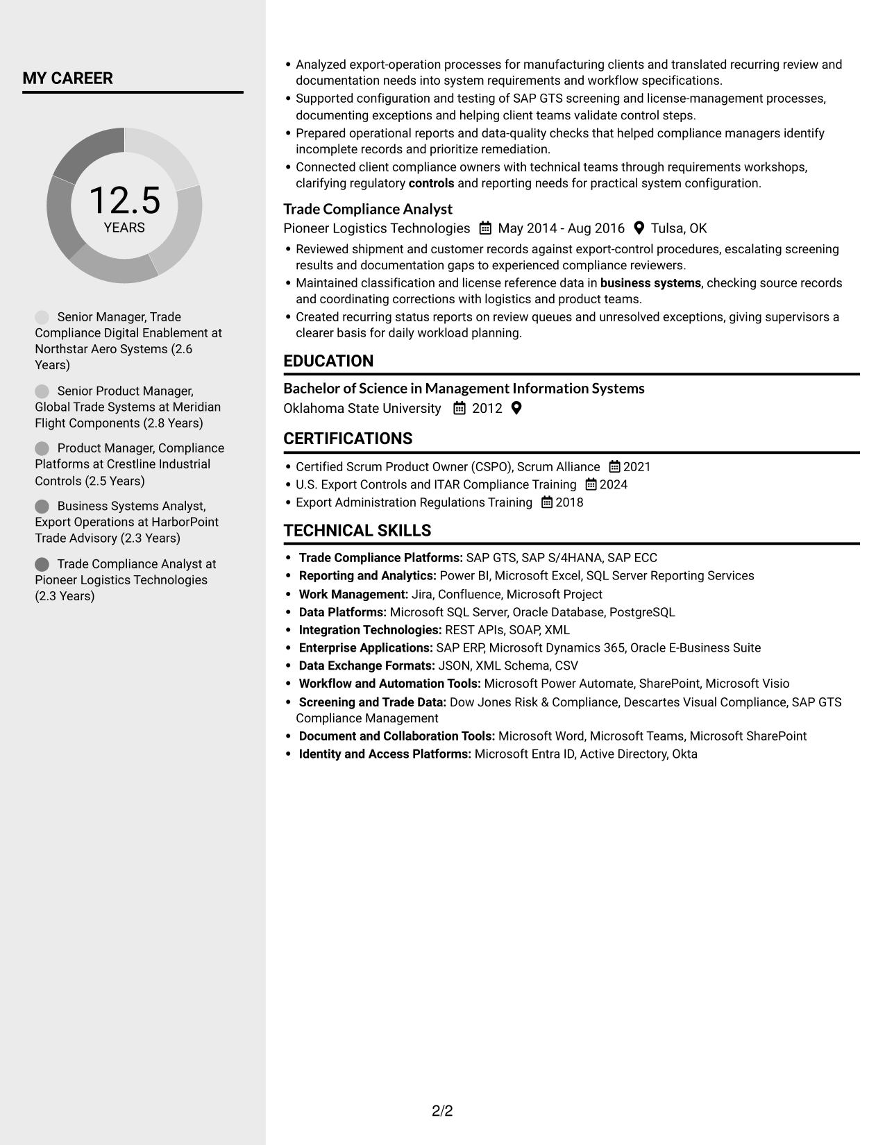 Resume example — page 2