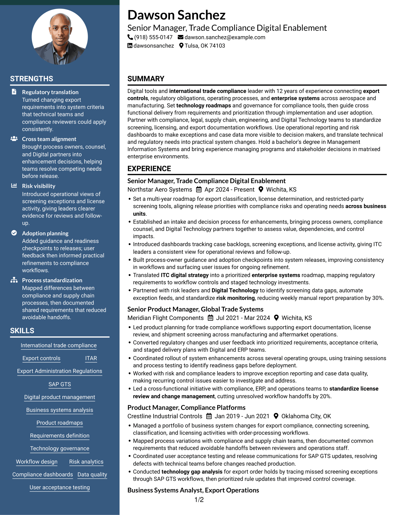 Resume example — page 1